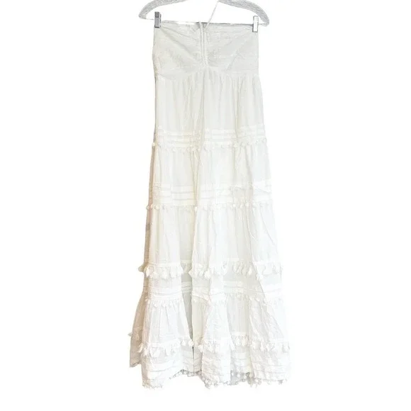 INTERMIX BEACHCLUB Lydia Halter Pompom Organic Cotton Maxi Dress Size L NWOT - Picture 5 of 10